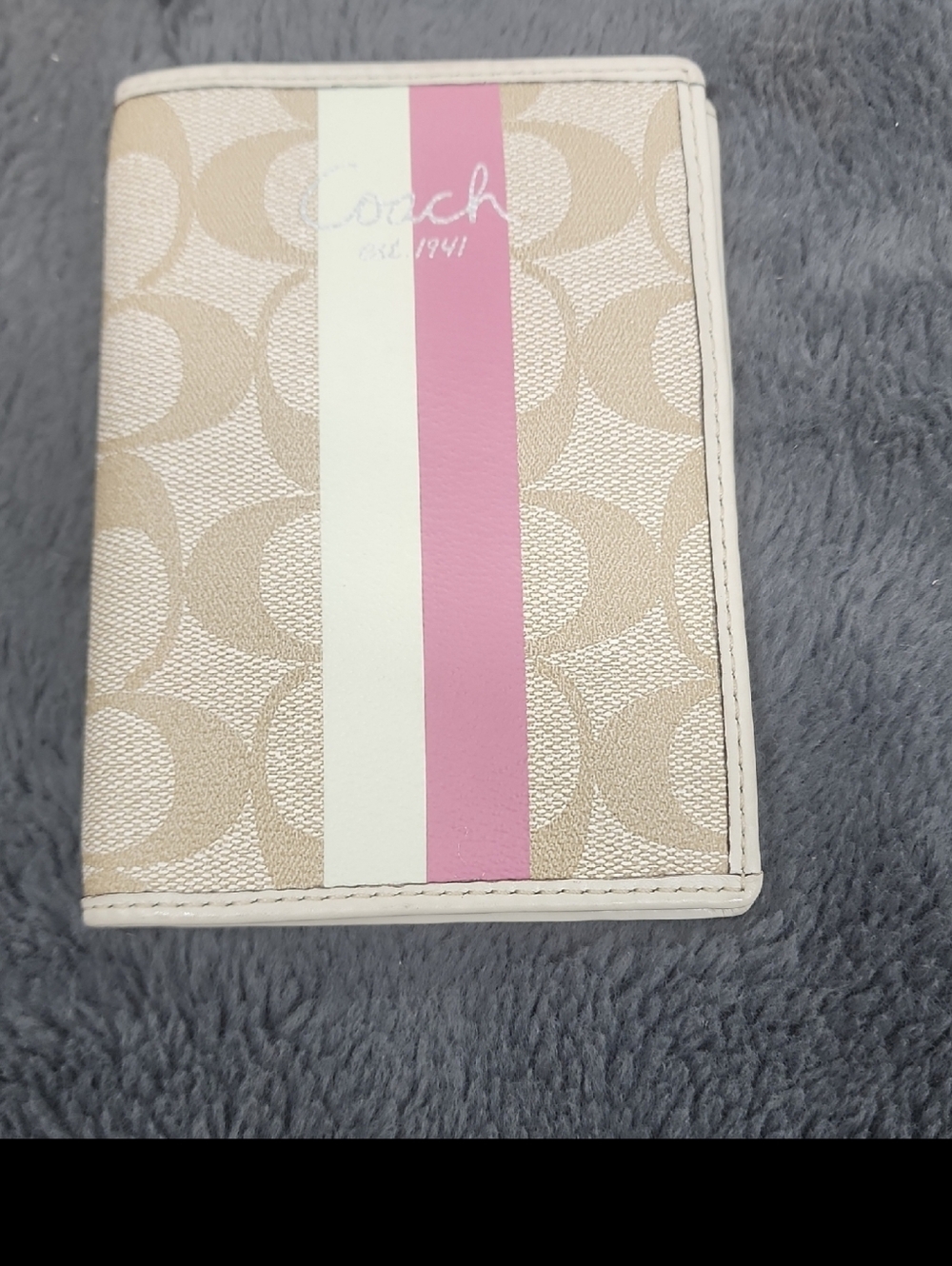 Coach Signature Stripe Compact Wallet